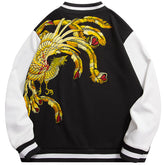 Men's Loose Vintage Suede Jacket with National Embroidery